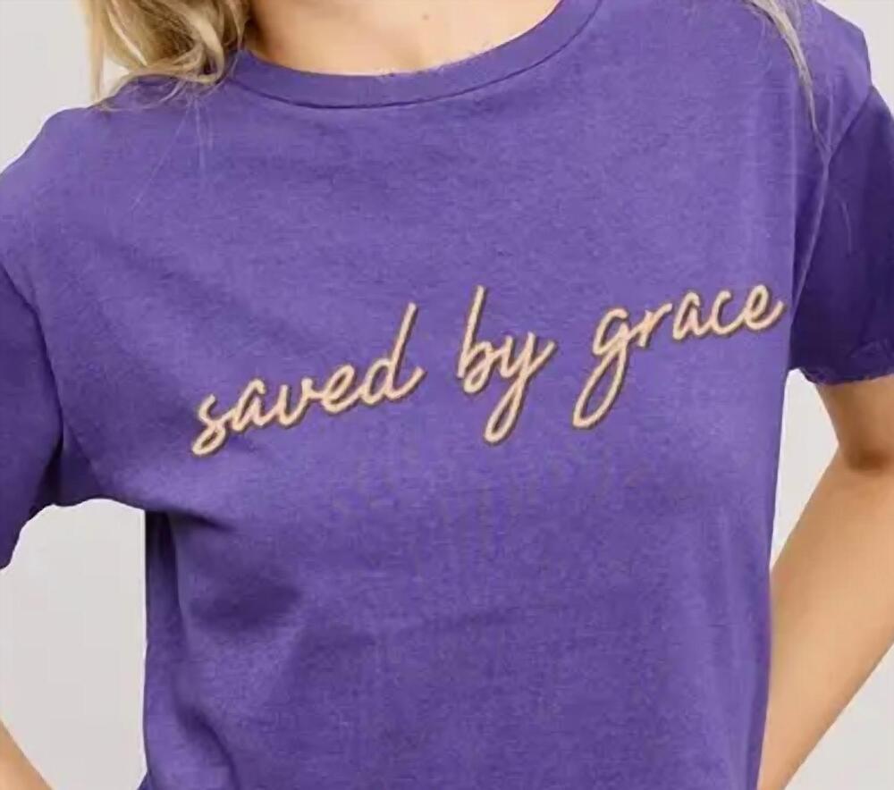 NEW ZUTTER pray cropped t-shirt in purple - Picture 2 of 2